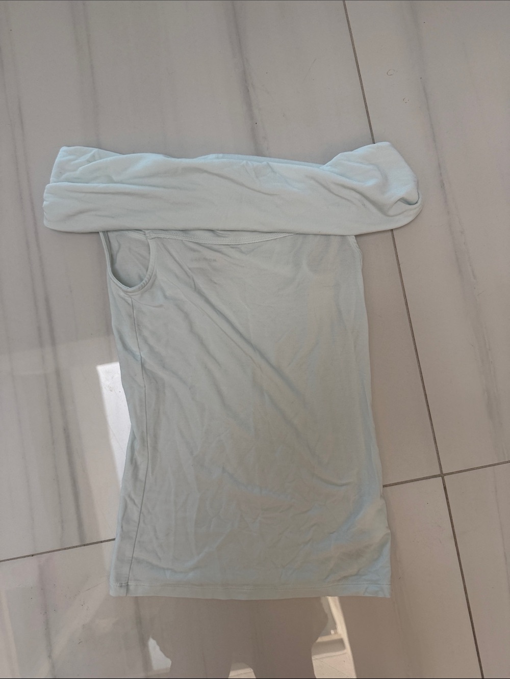 Babaton Pale Blue Knit over the shoulder Top